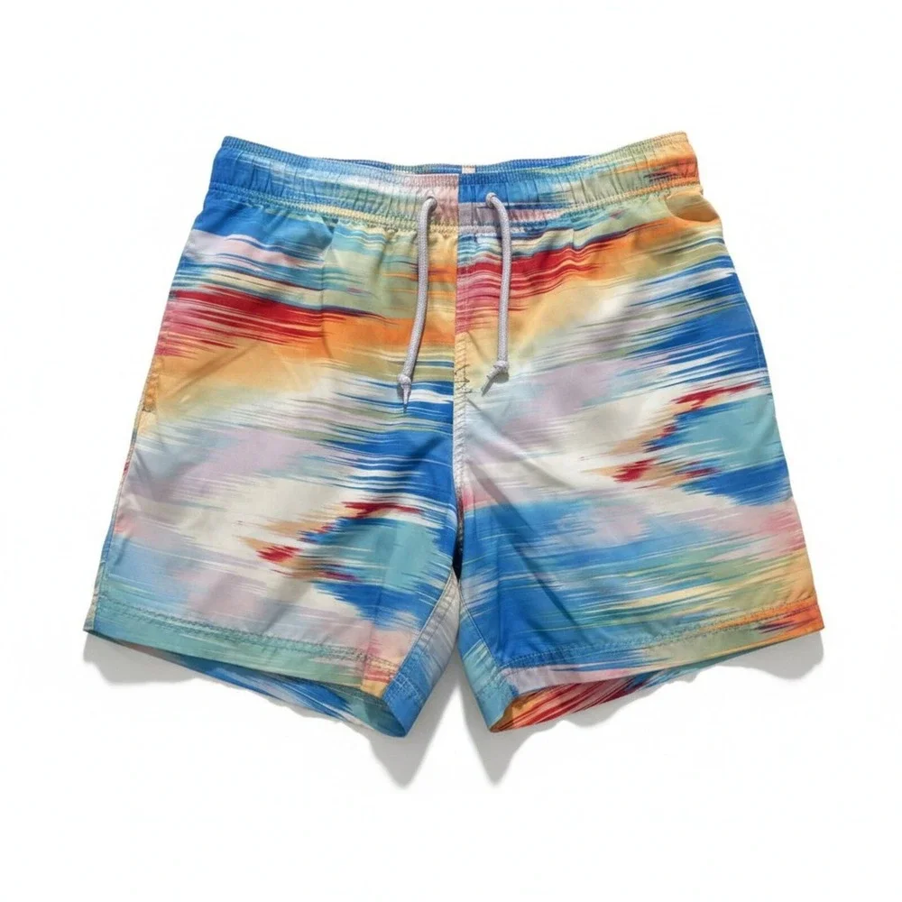 George M Multicolor‎ Swim Trunks Mens Festival Casual Beach Shorts